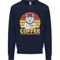 Coffee Because Murder is Wrong Funny Dog Kids Sweatshirt Jumper Navy Blue