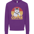 Coffee Because Murder is Wrong Funny Dog Kids Sweatshirt Jumper Purple