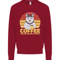 Coffee Because Murder is Wrong Funny Dog Kids Sweatshirt Jumper Red