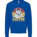 Coffee Because Murder is Wrong Funny Dog Kids Sweatshirt Jumper Royal Blue