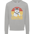 Coffee Because Murder is Wrong Funny Dog Kids Sweatshirt Jumper Sports Grey