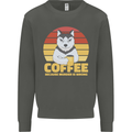 Coffee Because Murder is Wrong Funny Dog Kids Sweatshirt Jumper Storm Grey