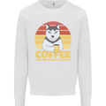 Coffee Because Murder is Wrong Funny Dog Kids Sweatshirt Jumper White