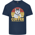 Coffee Because Murder is Wrong Funny Dog Kids T-Shirt Childrens Navy Blue