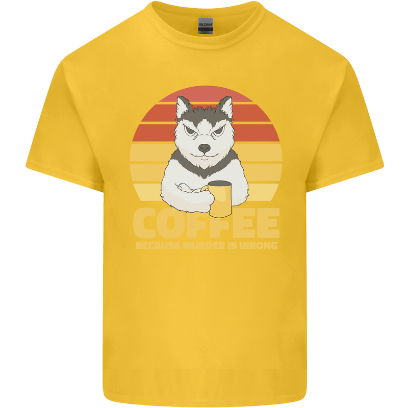 Coffee Because Murder is Wrong Funny Dog Kids T-Shirt Childrens Yellow