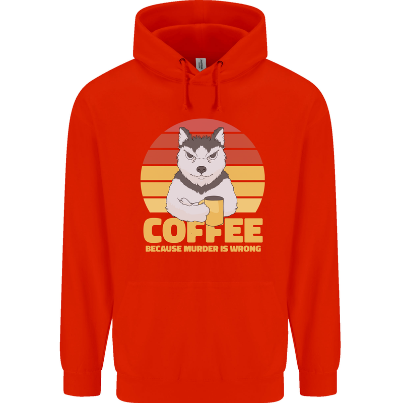 Coffee Because Murder is Wrong Funny Dog Mens 80% Cotton Hoodie Bright Red