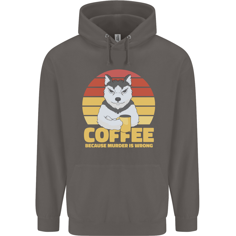 Coffee Because Murder is Wrong Funny Dog Mens 80% Cotton Hoodie Charcoal