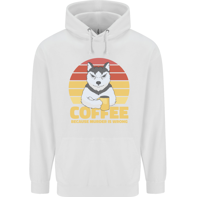 Coffee Because Murder is Wrong Funny Dog Mens 80% Cotton Hoodie White