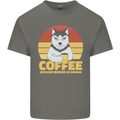 Coffee Because Murder is Wrong Funny Dog Mens Cotton T-Shirt Tee Top Charcoal