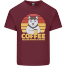 Coffee Because Murder is Wrong Funny Dog Mens Cotton T-Shirt Tee Top Maroon