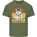Coffee Because Murder is Wrong Funny Dog Mens Cotton T-Shirt Tee Top Military Green