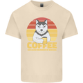 Coffee Because Murder is Wrong Funny Dog Mens Cotton T-Shirt Tee Top Natural