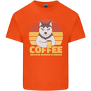 Coffee Because Murder is Wrong Funny Dog Mens Cotton T-Shirt Tee Top Orange