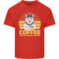 Coffee Because Murder is Wrong Funny Dog Mens Cotton T-Shirt Tee Top Red