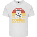 Coffee Because Murder is Wrong Funny Dog Mens Cotton T-Shirt Tee Top White