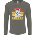 Coffee Because Murder is Wrong Funny Dog Mens Long Sleeve T-Shirt Charcoal