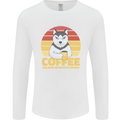 Coffee Because Murder is Wrong Funny Dog Mens Long Sleeve T-Shirt White