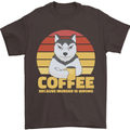 Coffee Because Murder is Wrong Funny Dog Mens T-Shirt 100% Cotton Dark Chocolate