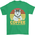 Coffee Because Murder is Wrong Funny Dog Mens T-Shirt 100% Cotton Irish Green