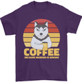 Coffee Because Murder is Wrong Funny Dog Mens T-Shirt 100% Cotton Purple