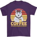 Coffee Because Murder is Wrong Funny Dog Mens T-Shirt 100% Cotton Purple