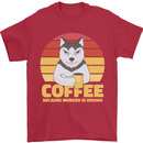 Coffee Because Murder is Wrong Funny Dog Mens T-Shirt 100% Cotton Red