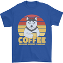 Coffee Because Murder is Wrong Funny Dog Mens T-Shirt 100% Cotton Royal Blue