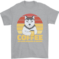 Coffee Because Murder is Wrong Funny Dog Mens T-Shirt 100% Cotton Sports Grey