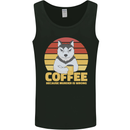 Coffee Because Murder is Wrong Funny Dog Mens Vest Tank Top Black