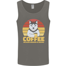 Coffee Because Murder is Wrong Funny Dog Mens Vest Tank Top Charcoal