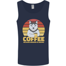 Coffee Because Murder is Wrong Funny Dog Mens Vest Tank Top Navy Blue
