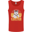 Coffee Because Murder is Wrong Funny Dog Mens Vest Tank Top Red