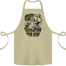 Coffee Raises Me from the Dead Skull Cotton Apron 100% Organic Khaki