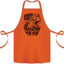 Coffee Raises Me from the Dead Skull Cotton Apron 100% Organic Orange
