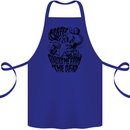 Coffee Raises Me from the Dead Skull Cotton Apron 100% Organic Royal Blue
