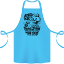 Coffee Raises Me from the Dead Skull Cotton Apron 100% Organic Turquoise