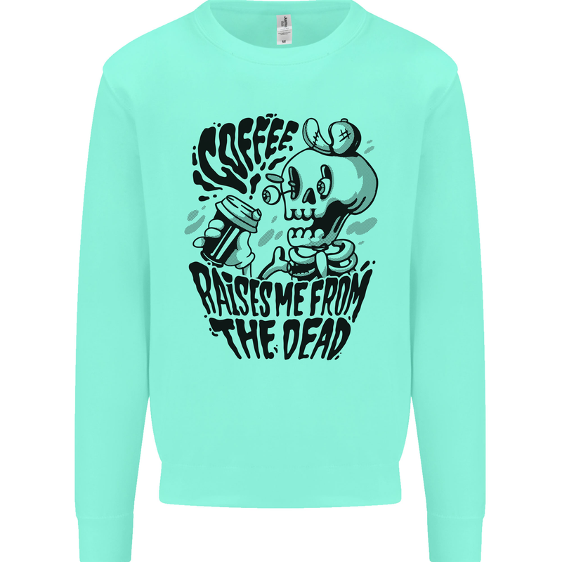 Coffee Raises Me from the Dead Skull Kids Sweatshirt Jumper Peppermint