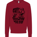Coffee Raises Me from the Dead Skull Kids Sweatshirt Jumper Red