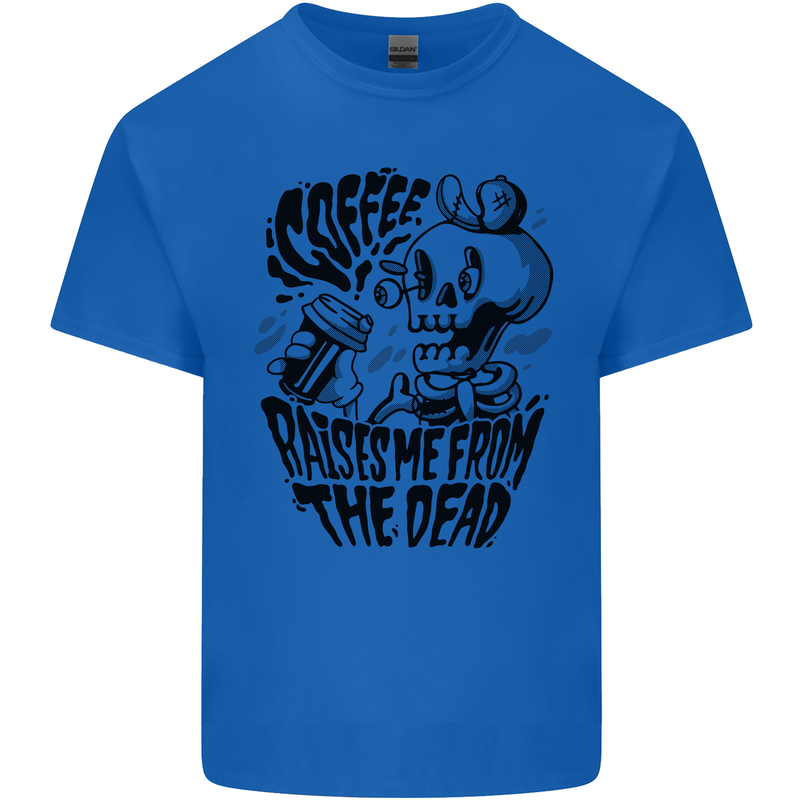 Coffee Raises Me from the Dead Skull Kids T-Shirt Childrens Royal Blue