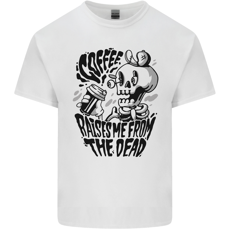 Coffee Raises Me from the Dead Skull Kids T-Shirt Childrens White