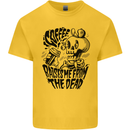 Coffee Raises Me from the Dead Skull Kids T-Shirt Childrens Yellow