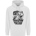 Coffee Raises Me from the Dead Skull Mens 80% Cotton Hoodie White