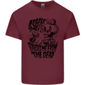 Coffee Raises Me from the Dead Skull Mens Cotton T-Shirt Tee Top Maroon