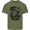 Coffee Raises Me from the Dead Skull Mens Cotton T-Shirt Tee Top Military Green