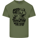 Coffee Raises Me from the Dead Skull Mens Cotton T-Shirt Tee Top Military Green