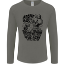 Coffee Raises Me from the Dead Skull Mens Long Sleeve T-Shirt Charcoal