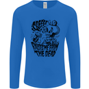 Coffee Raises Me from the Dead Skull Mens Long Sleeve T-Shirt Royal Blue