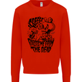Coffee Raises Me from the Dead Skull Mens Sweatshirt Jumper Bright Red