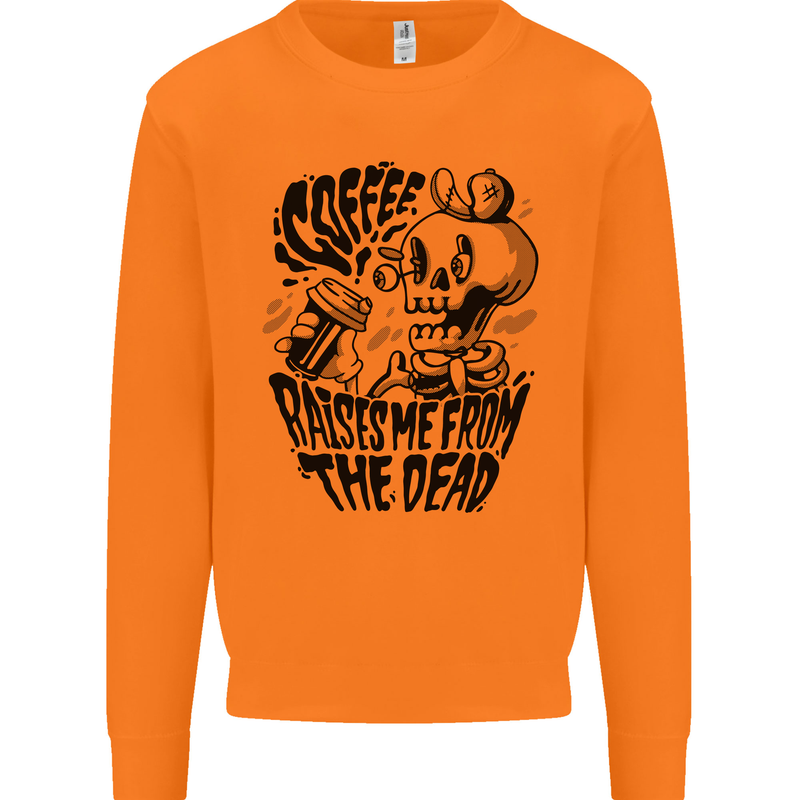 Coffee Raises Me from the Dead Skull Mens Sweatshirt Jumper Orange