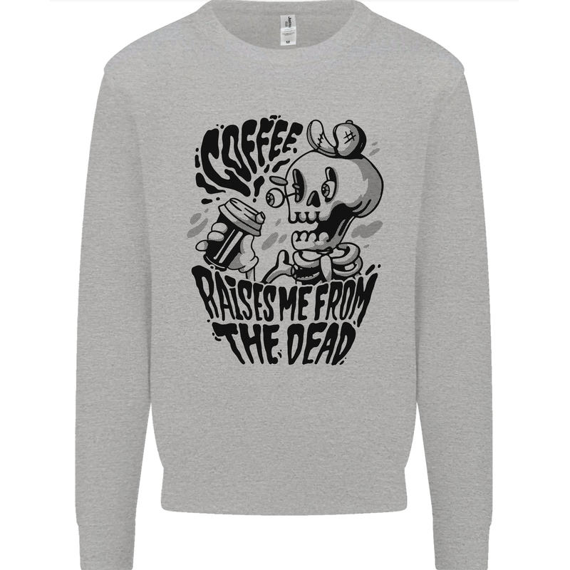 Coffee Raises Me from the Dead Skull Mens Sweatshirt Jumper Sports Grey